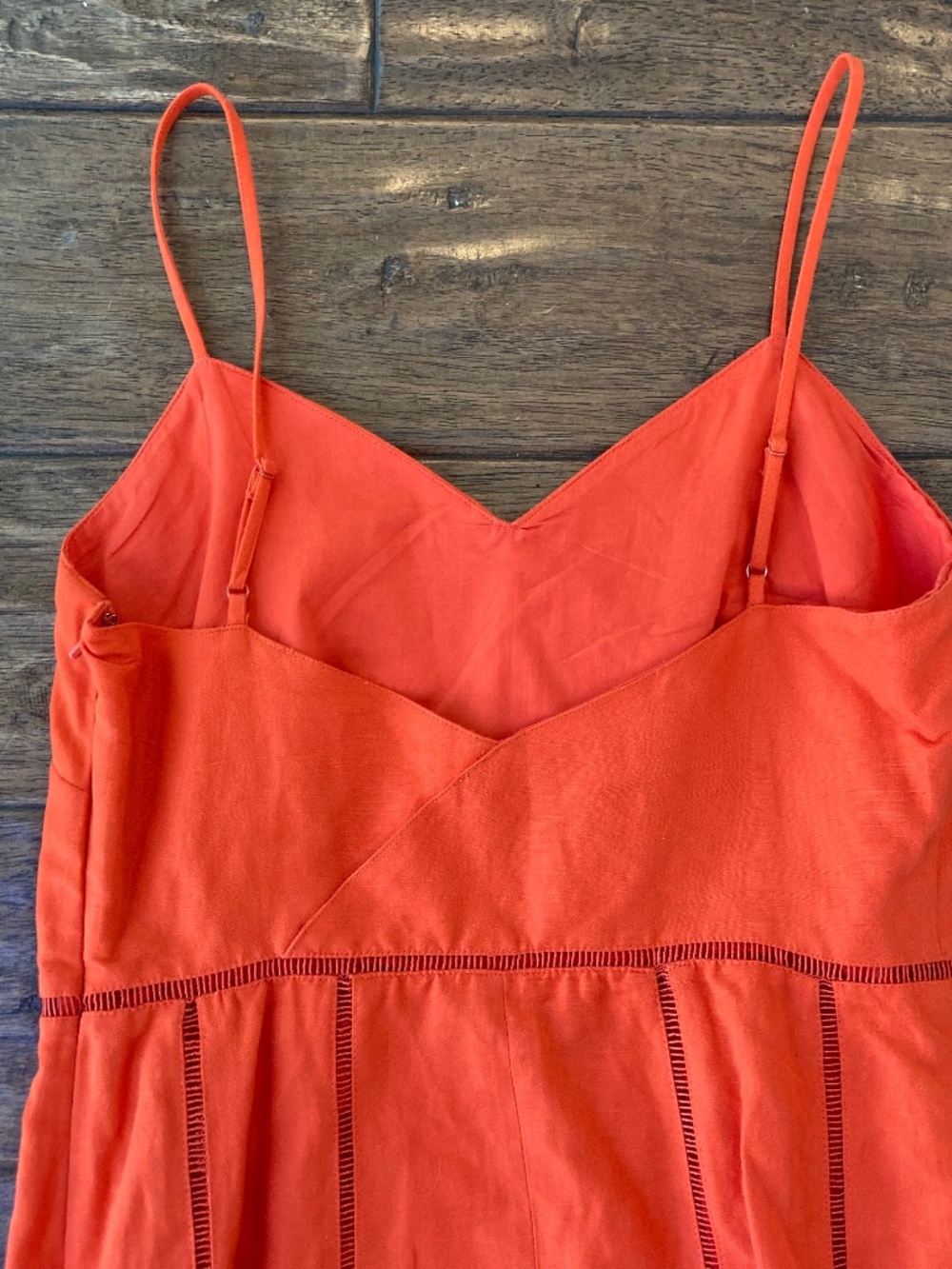 Banana Republic Linen Blend Midi Dress Sz 6 Orange Spring Party Wedding Guest - Picture 3 of 9